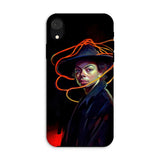 Nyx - Gay Witch Phone Case Iphone Xr / Matte Phone Case Artistic Portrait Person Hat Orange Lines Gay Witch, Modern Surrealism, Nyx,