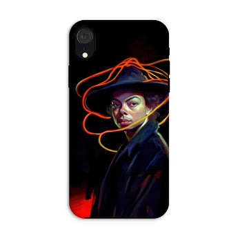 Nyx - Gay Witch Phone Case Iphone Xr / Matte Phone Case Artistic Portrait Person Hat Orange Lines Gay Witch, Modern Surrealism, Nyx,
