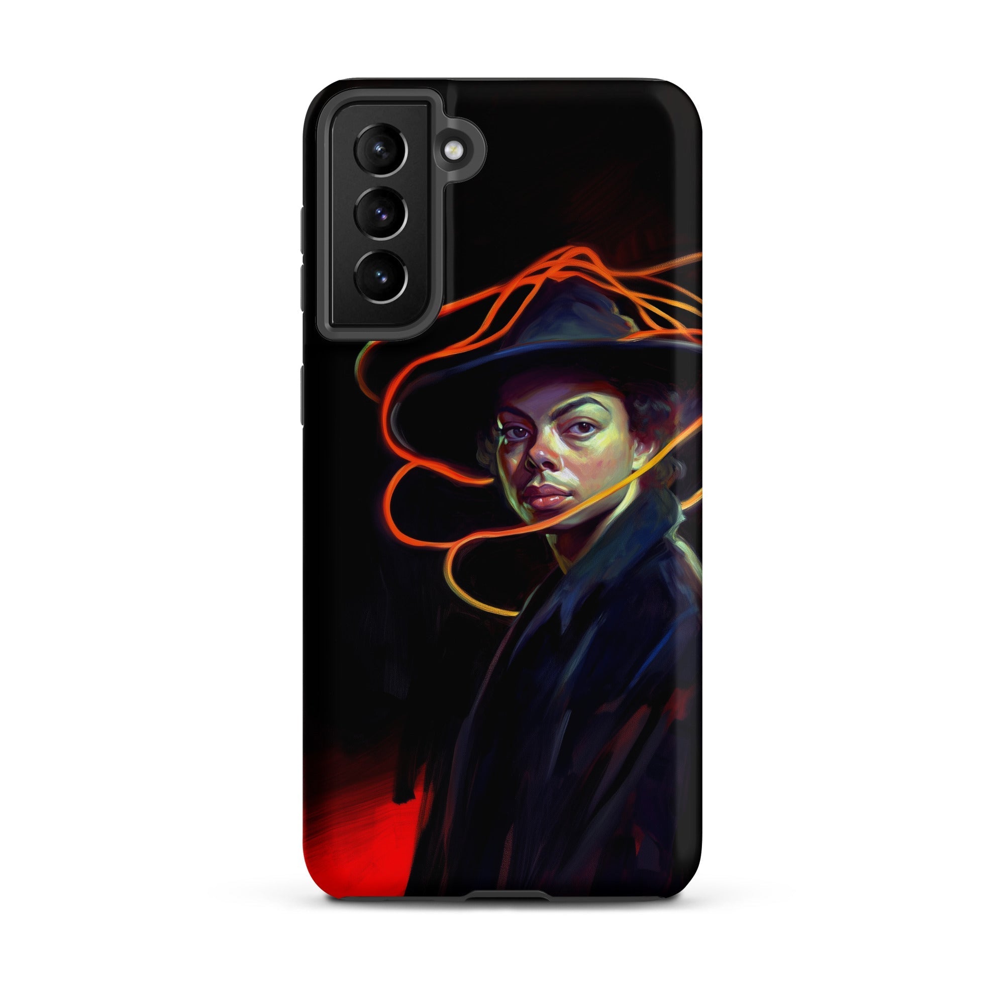 Nyx - Gay Witch Samsung Case, Galaxy S21 Plus / Matte, Black Phone Case Vibrant Portrait Person Hat Orange