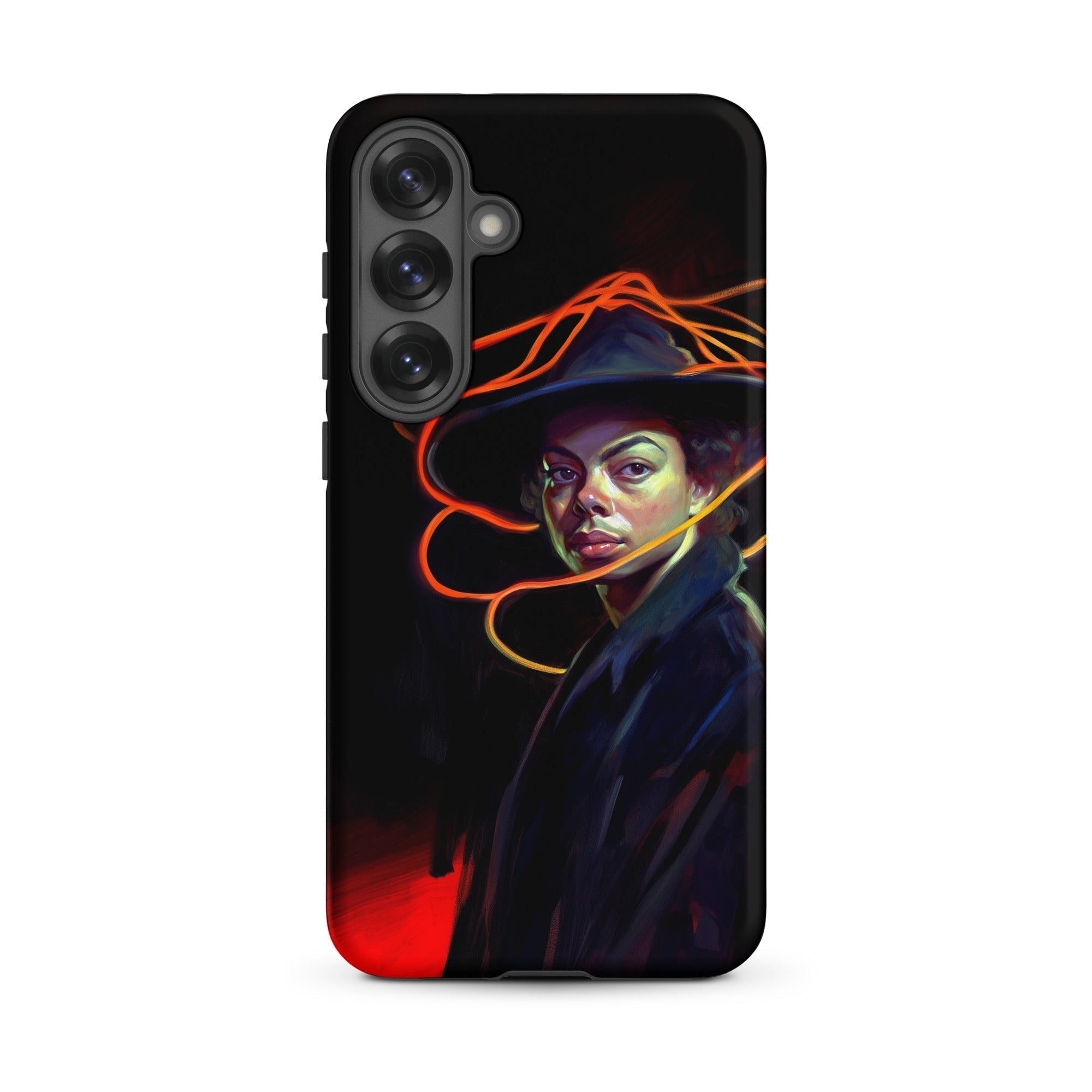 Nyx - Gay Witch Samsung Case, Galaxy S25 Plus / Matte, Black Smartphone Case Portrait Michael Jackson Hat Accented
