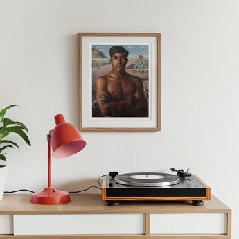 O Mestico - Candido Portinari Brazilian Art Print, Framed Photograph Turntable Red Desk Lamp