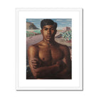 O Mestico Candido Portinari Brazilian Art Print, Portrait Painting Shirtless Young Man Crossed Arms Desert