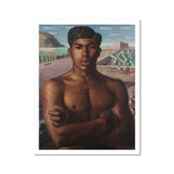 O Mestico - Candido Portinari Brazilian Art Print, Portrait Painting Shirtless Young Man Muscular Build Southwestern