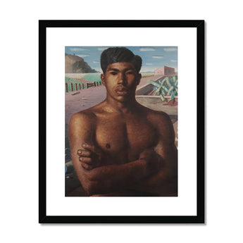 O Mestico - Candido Portinari Brazilian Art Print, Portrait Painting Shirtless Athletic Young Man Determined Expression