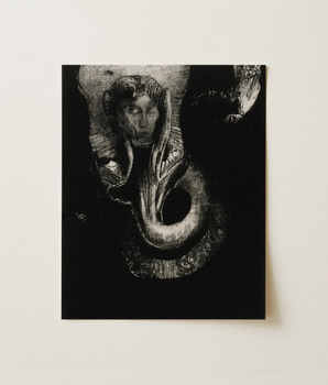 Black White Lithograph Stylized Figure Elongated Limbs Dark Oannes Surfaces, Eyes Shut, Harden Matter, Art Print, Chaos Arose