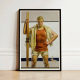 Oarsman - J.c. Leyendecker Art Print / Canvas Black-framed Muscular Man Orange Tank White, Prints