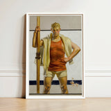 Oarsman - J.c. Leyendecker Art Print / Canvas Framed Painting Muscular Man Orange Tank White Shorts, Prints