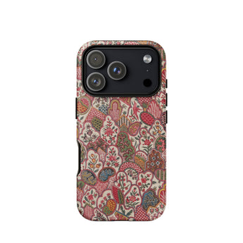 Oberkampf & Cie. Floral Fabric Art Iphone Case, 17 Pro / Matte, Paisley Patterned Phone Case Pink Green Color Scheme