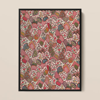 Oberkampf & Cie Floral Pattern Fabric Art Print / Canvas, 12x16’’ / 31x41cm / Black Frame, Posters Prints Visual Artwork, Toby Leon
