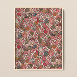 Oberkampf & Cie Floral Pattern Fabric Art Print / Canvas, 12x16’’ / 31x41cm / Natural Frame, Posters Prints Visual Artwork, Toby Leon
