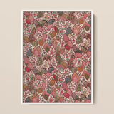 Oberkampf & Cie Floral Pattern Fabric Art Print / Canvas, 12x16’’ / 31x41cm / White Frame, Posters Prints Visual Artwork, Toby Leon