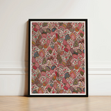 Oberkampf & Cie Floral Pattern Fabric Art Print / Canvas Framed Artwork Dense Intricate Stylized Fruits Ancien Régime, Vintage Prints