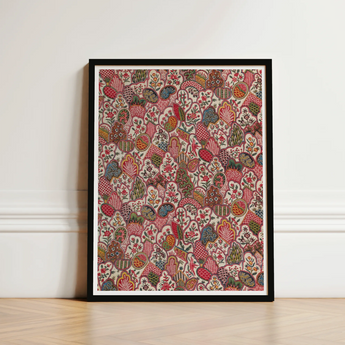 Oberkampf & Cie Floral Pattern Fabric Art Print / Canvas Framed Artwork Dense Intricate Stylized Fruits Ancien Régime, Vintage Prints