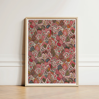 Oberkampf & Cie Floral Pattern Fabric Art Print / Canvas Framed Artwork Dense Intricate Stylized Fruits Foliage Ancien Régime, Vintage