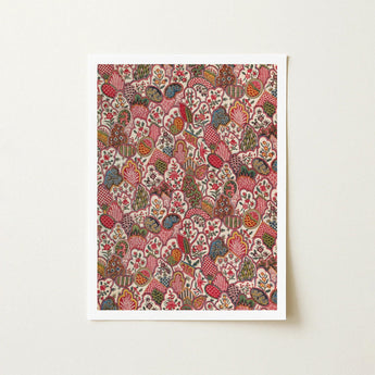 Oberkampf & Cie Floral Pattern Fabric Art Print / Canvas Framed Dense Intricate Stylized Fruits Foliage Ancien Régime, Vintage Prints