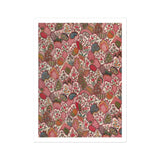 Oberkampf & Cie Floral Pattern Fabric Art Print / Canvas Decorative Fabric Pattern Butterflies Pink Red Brown Floral Ancien Régime,