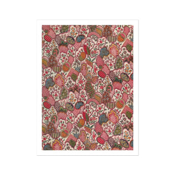 Oberkampf & Cie Floral Pattern Fabric Art Print / Canvas Decorative Fabric Pattern Butterflies Pink Red Brown Floral Ancien Régime,