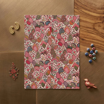 Oberkampf & Cie Floral Pattern Fabric Art Print / Canvas Rectangular Notebook Vibrant Intricate Paisley Shades Ancien Régime, Vintage Prints