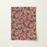Oberkampf & Cie Floral Pattern Fabric Art Print / Canvas Rectangular Piece Intricately Patterned Fabric Dense Whimsical Design Ancien