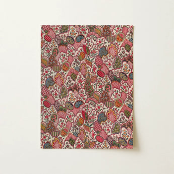 Oberkampf & Cie Floral Pattern Fabric Art Print / Canvas Rectangular Piece Intricately Patterned Fabric Dense Whimsical Design Ancien