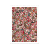 Oberkampf & Cie Floral Pattern Fabric Art Print, Decorative Fabric Pattern Butterflies Pink Red Brown Floral