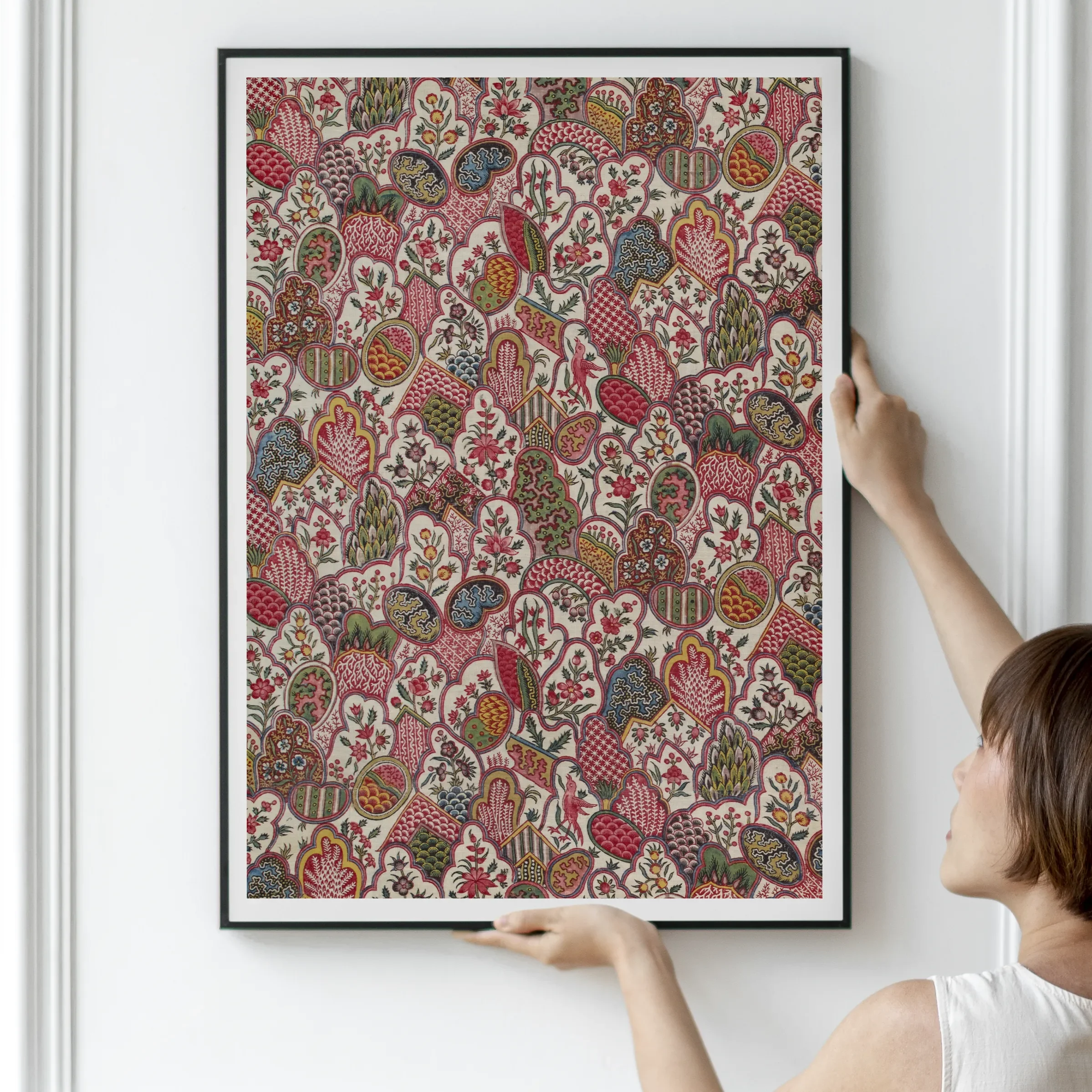 Oberkampf & Cie Floral Pattern Fabric Art Print Posters Prints Visual Artwork