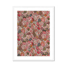 Oberkampf & Cie Floral Pattern Fabric Art Print, Framed Floral Pattern Artwork Pink Red Brown Botanical