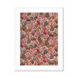 Oberkampf & Cie Floral Pattern Fabric Art Print, Framed Floral Pattern Artwork Pink Red Brown Botanical