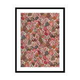 Oberkampf & Cie Floral Pattern Fabric Art Print, Framed Art Print Dense Floral Pattern Red Pink