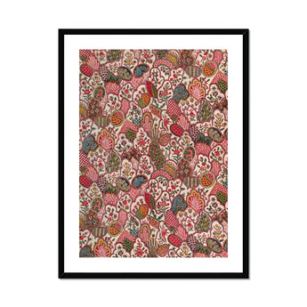 Oberkampf & Cie Floral Pattern Fabric Art Print, Framed Art Print Dense Floral Pattern Red Pink