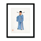 Official - Qing Dynasty Fashion Art Print, Traditional Chinese Painting Scholar Light Blue Robe Official’s