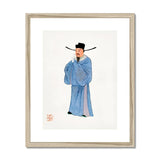 Official - Qing Dynasty Fashion Art Print, Traditional Chinese Painting Scholar Light Blue Robe Official’s