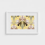 Oiseaux-mouches et Orchidées - Maurice Pillard Verneuil Print / Canvas Framed Art Symmetrical Design Stylized White Purple, Verneuil’s,