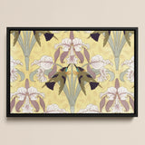 Oiseaux-mouches et Orchidées - Maurice Pillard Verneuil Canvas, Framed Art Print Symmetrical Floral Pattern Irises Leaves