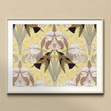 Oiseaux-mouches et Orchidées - Maurice Pillard Verneuil Print, Framed Art Print Symmetrical Floral Pattern Iris Blooms
