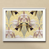 Oiseaux-mouches et Orchidées - Maurice Pillard Verneuil Print, Framed Art Print Symmetrical Floral Pattern Iris Flowers