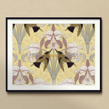Oiseaux-mouches et Orchidées - Maurice Pillard Verneuil Print, Framed Art Print Symmetrical Floral Pattern Orchids Leaves