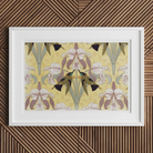 Oiseaux Mouches et Orchidées Maurice Pillard Verneuil Print, Framed Floral Art Print Stylized Irises Pastel Colors