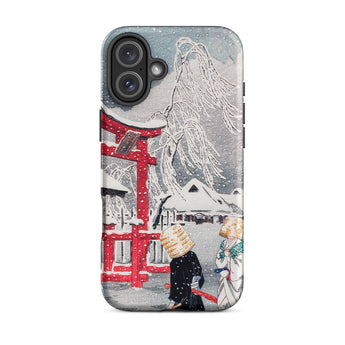 Okabe in Snow - Hiroaki Takahashi Iphone Case, 16 Plus / Matte, Smartphone Case Snowy Japanese Scene