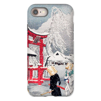 Okabe in Snow - Hiroaki Takahashi Iphone Case, 8 / Matte, Phone Case Traditional Japanese Winter Artwork Red Torii