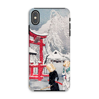 Okabe in Snow - Hiroaki Takahashi Iphone Case, Xs Max / Matte, Phone Case Japanese Winter Scene Artwork Red Torii