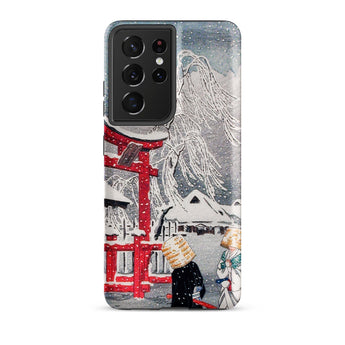 Okabe in Snow - Hiroaki Takahashi Phone Case Samsung Galaxy S21 Ultra / Matte Phone Case Traditional Japanese Snowscape Vibrant Red Torii