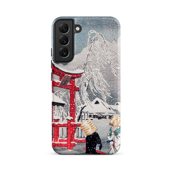 Okabe in Snow - Hiroaki Takahashi Phone Case Samsung Galaxy S22 Plus / Matte Phone Case Traditional Japanese Woodblock Print Design Vibrant
