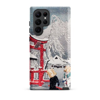 Okabe in Snow - Hiroaki Takahashi Phone Case Samsung Galaxy S22 Ultra / Matte Phone Case Snowy Japanese Torii Gate Figures Traditional
