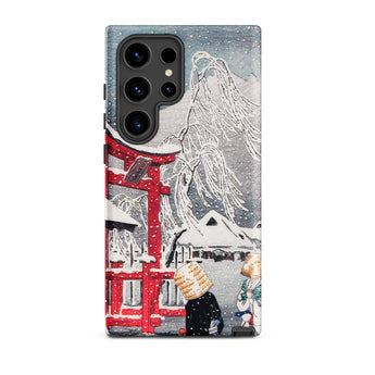 Okabe in Snow - Hiroaki Takahashi Phone Case Samsung Galaxy S24 Ultra / Matte Phone Case Traditional Japanese Snowscape Vibrant Red Torii