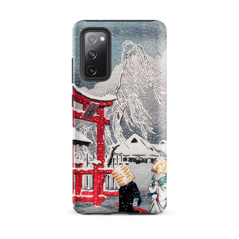 Okabe in Snow - Hiroaki Takahashi Samsung Case, Galaxy S20 Fe / Matte, Smartphone Case Japanese Winter Scene Red Torii Gate