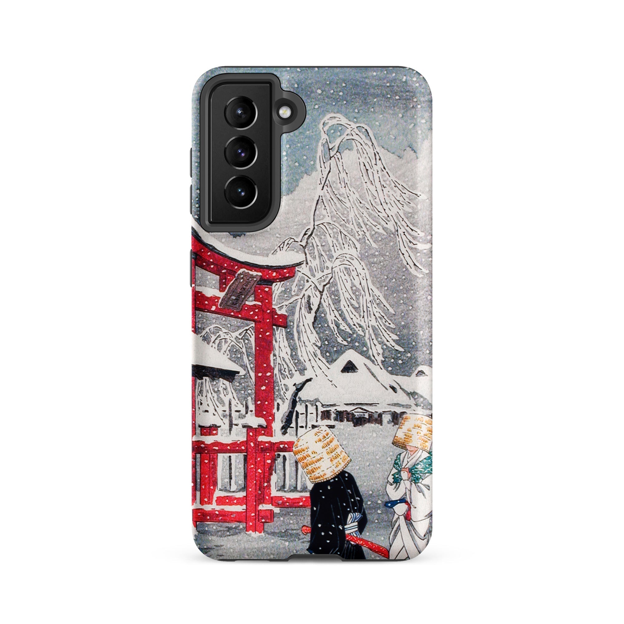 Okabe in Snow Hiroaki Takahashi Samsung Case, Galaxy S21 Fe / Matte, Smartphone Case Japanese Style Winter Scene Red Torii Gate