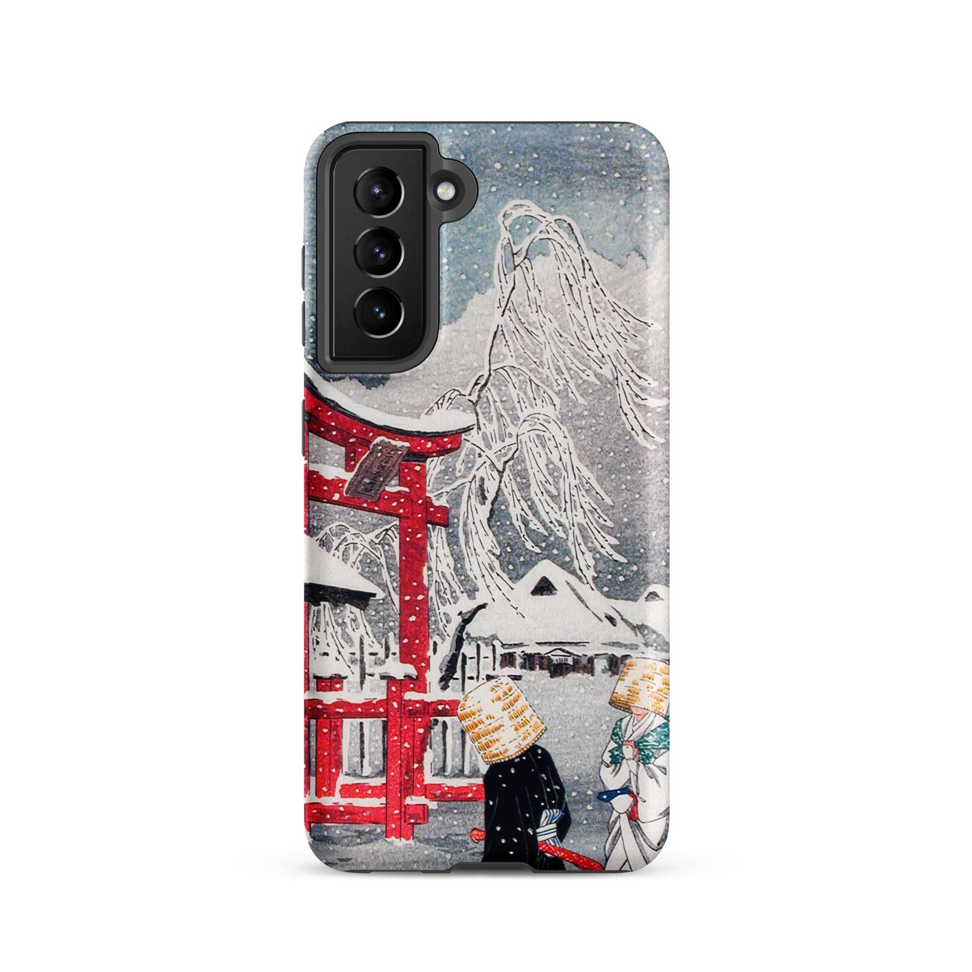 Okabe in Snow Hiroaki Takahashi Samsung Case, Galaxy S21 / Matte, Smartphone Case Japanese Style Winter Landscape Red Torii Gate
