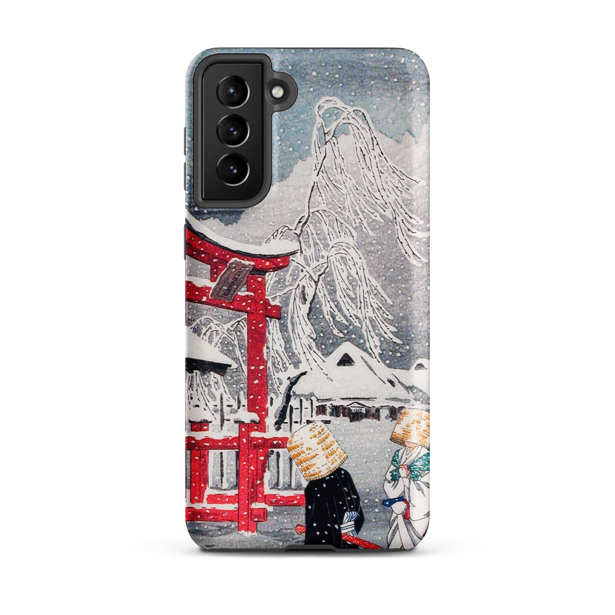 Okabe in Snow Hiroaki Takahashi Samsung Case, Galaxy S21 Plus / Matte, Smartphone Case Japanese Winter Landscape Red Torii Gate