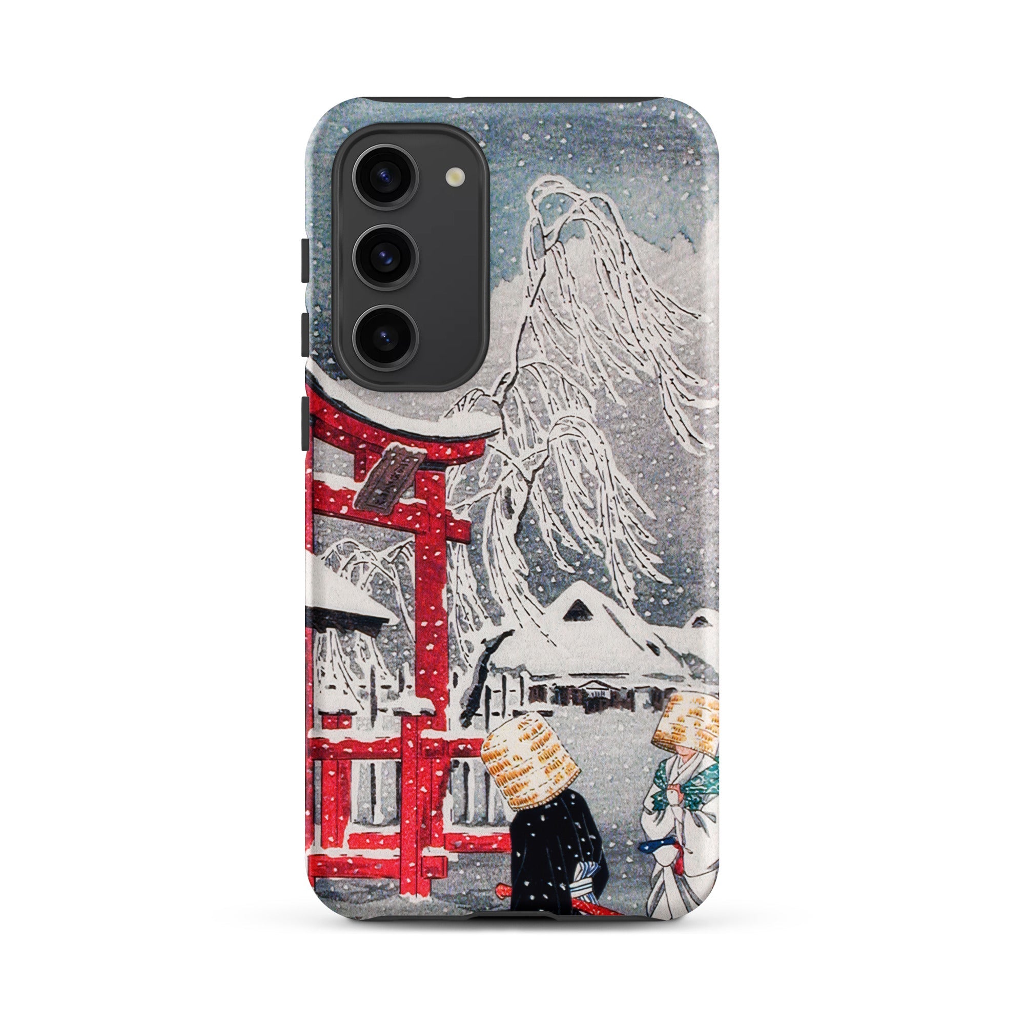 Okabe in Snow Hiroaki Takahashi Samsung Case, Galaxy S23 Plus / Matte, Phone Case Adorned Japanese Winter Scene Red Torii